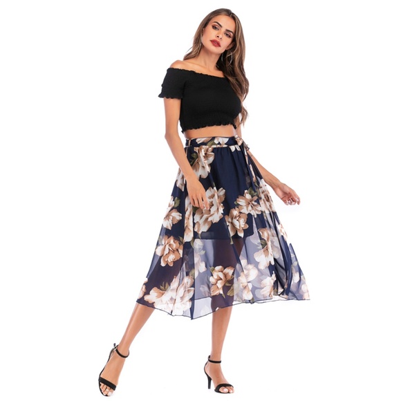 Floral Chiffon Skirt - Picture 2 of 8